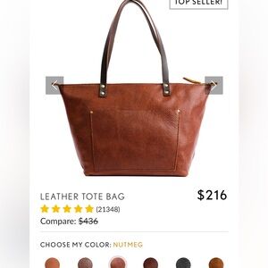 Portland Leather extra large tote with zipper